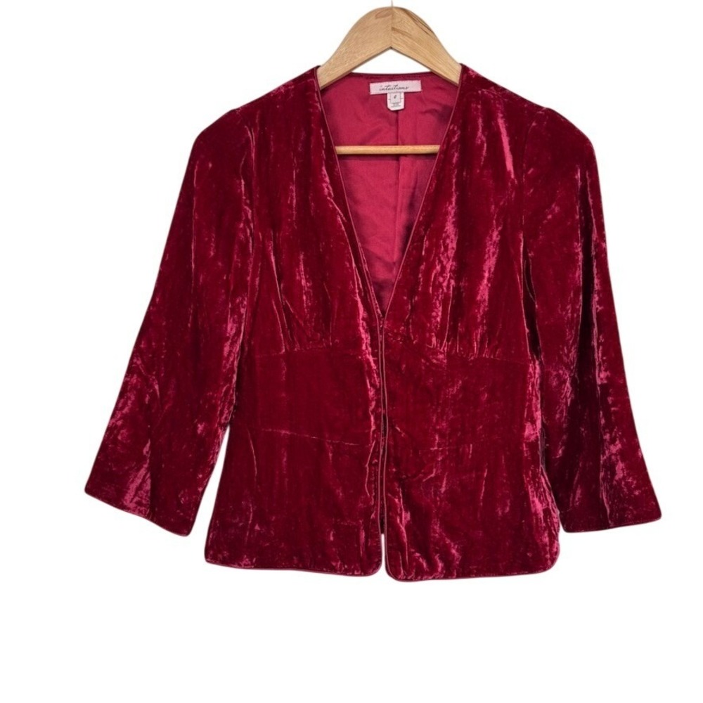 Vintage Y2K Intuitions Velvet Cardigan Jacket sz 4 Red Holiday Vamp Whimsigoth